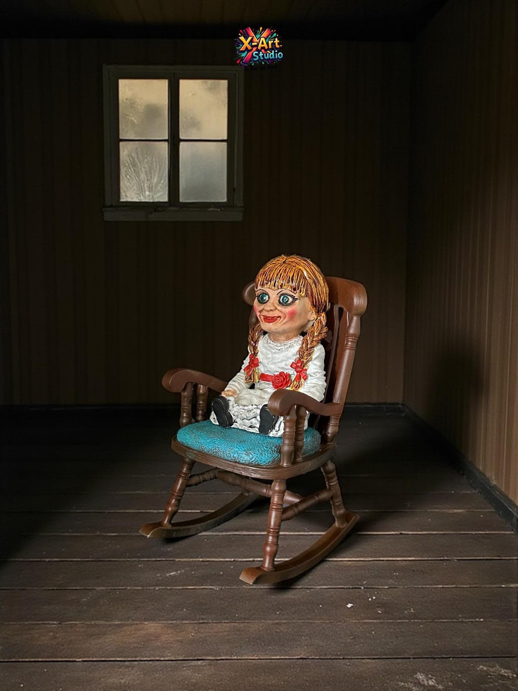Annabelle On Rocking Chair: Hand-Painted 3D Resin Horror Figure