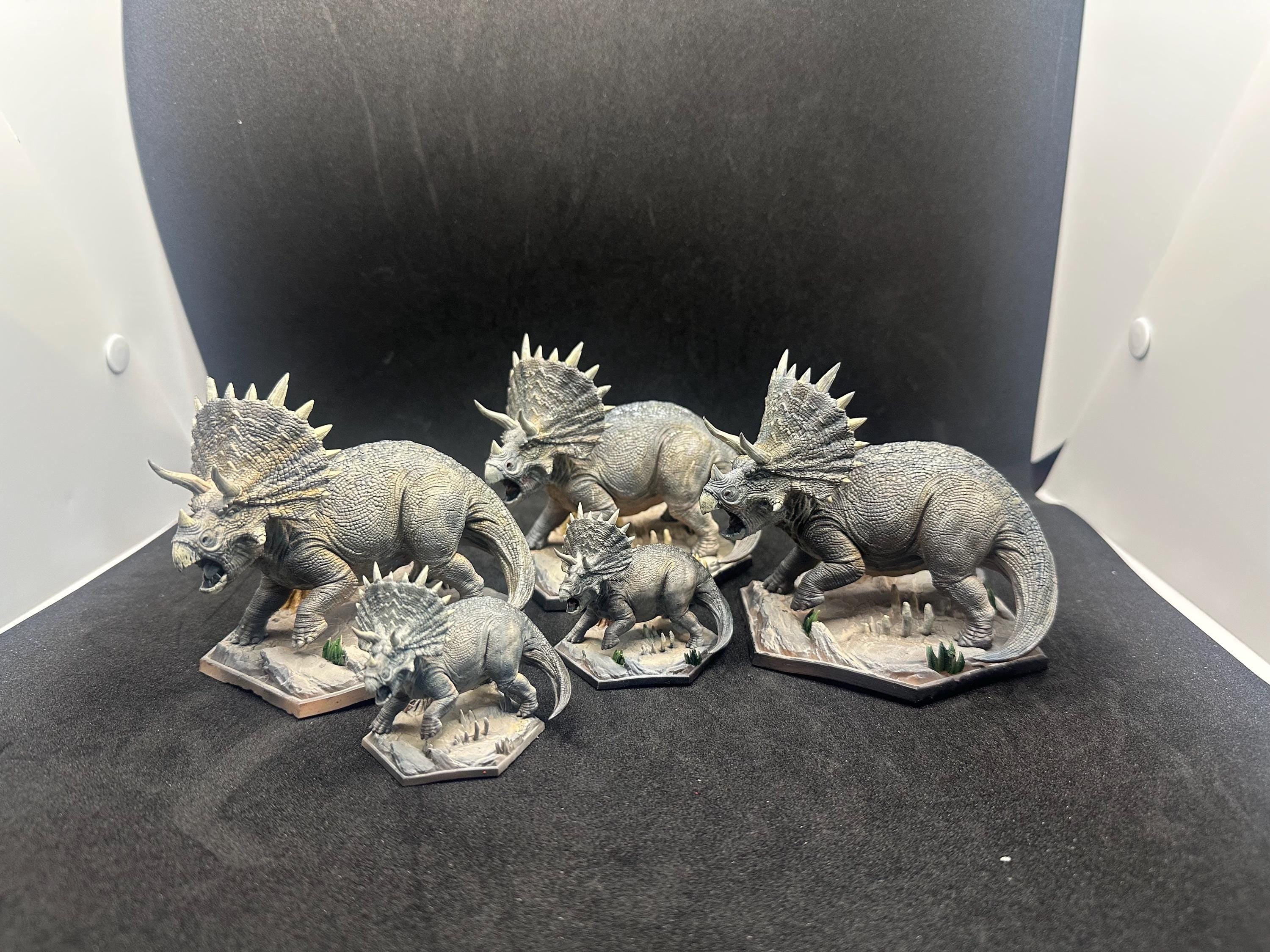 Realistic Triceratops Dinosaur - Hand-Painted Resin Paleo Art Figure - Natural History Collector Gift