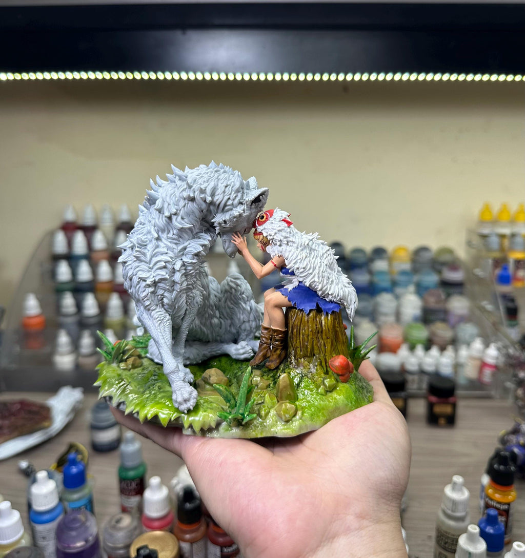 San and Moro: Princess Mononoke Hand-Painted Resin Figure