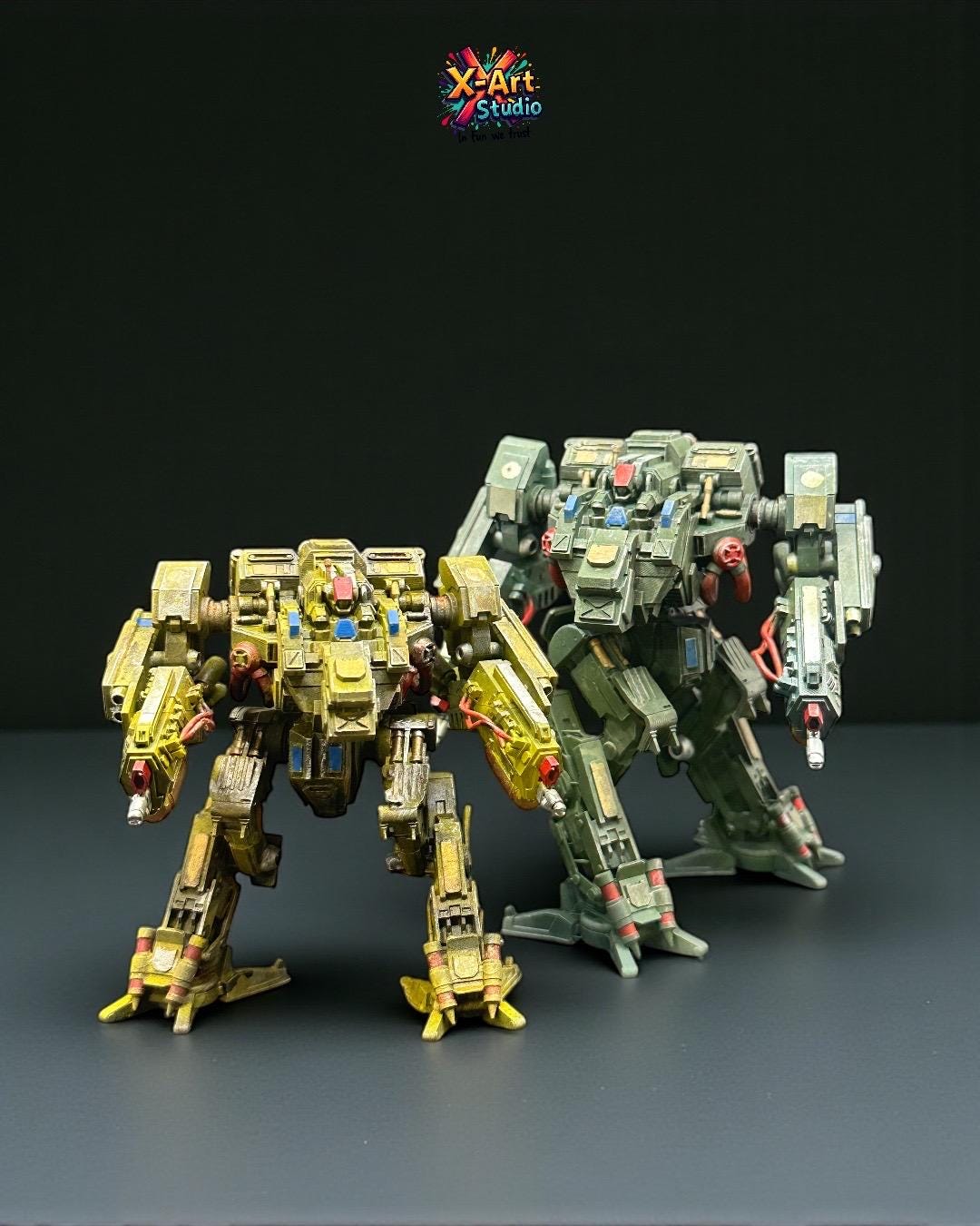 Hand-Painted Heavy Battle Mech Model – Poseable Sci-Fi Figure