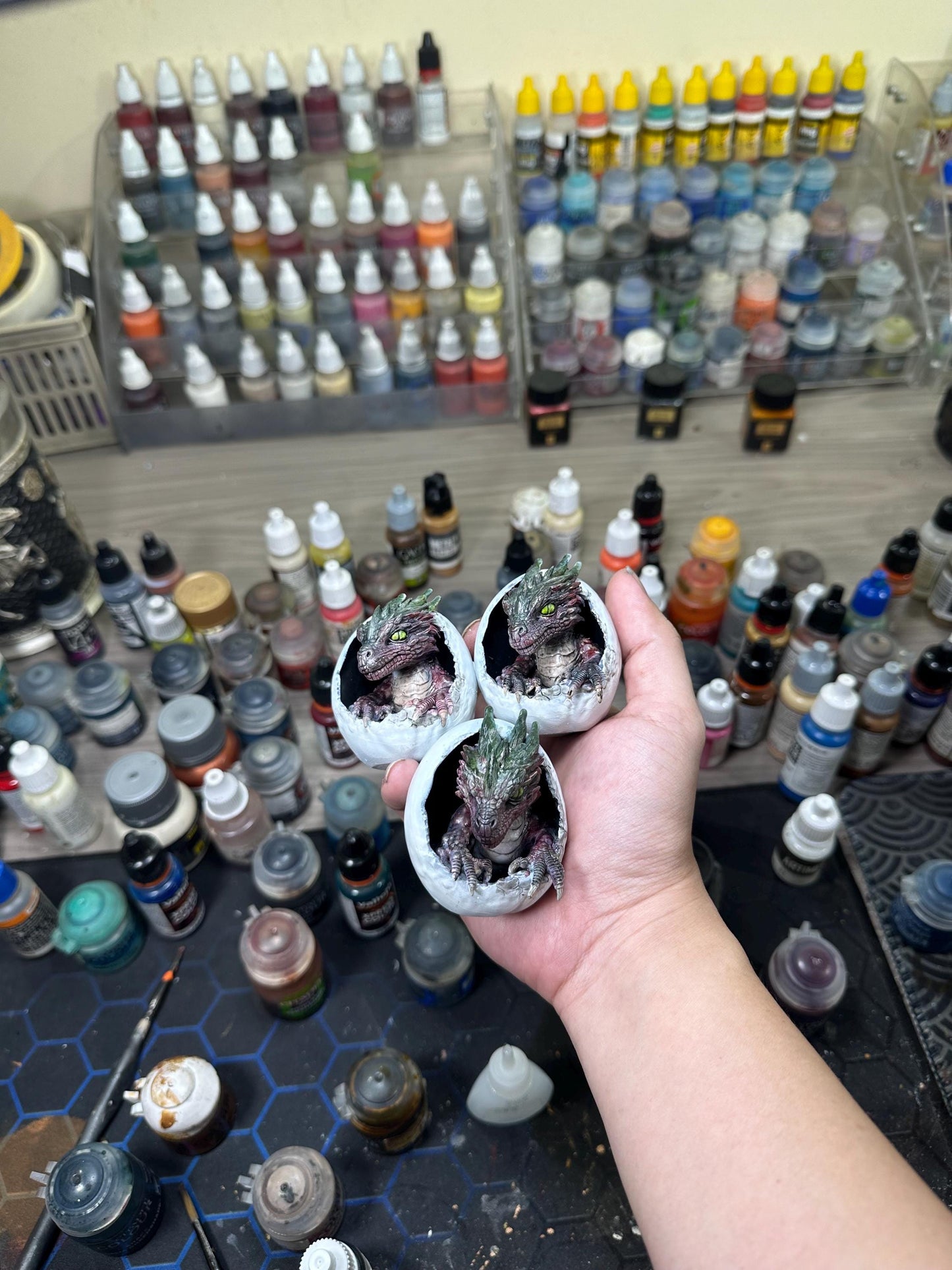 Dragon Hatchling in Egg – Fantasy Hand Painted Resin 3D Sculpture - Unique Mystical Collector Gift