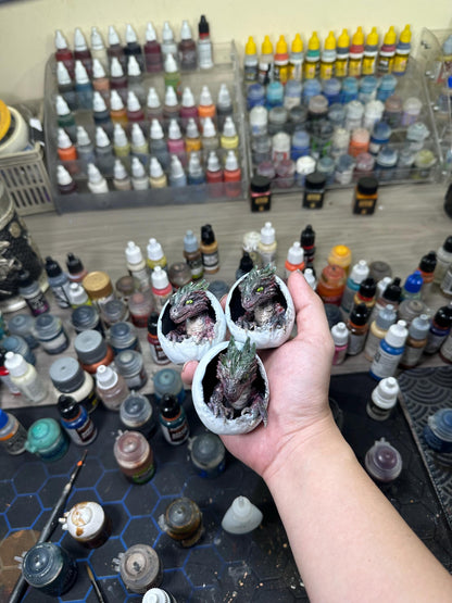 Dragon Hatchling in Egg – Fantasy Hand Painted Resin 3D Sculpture - Unique Mystical Collector Gift