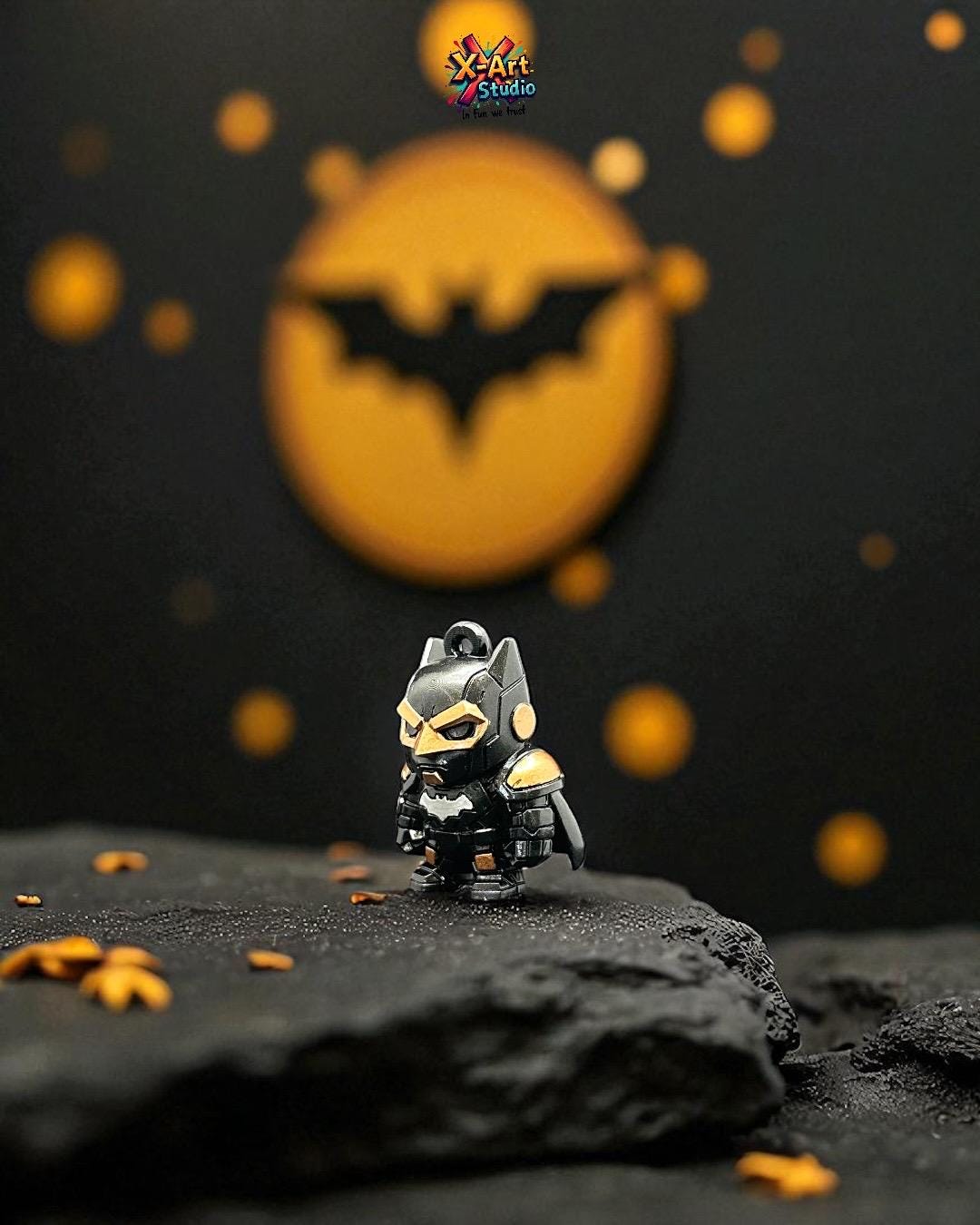 Mecha Batman Keychain / Mini Figure: Hand-Painted 3D Resin