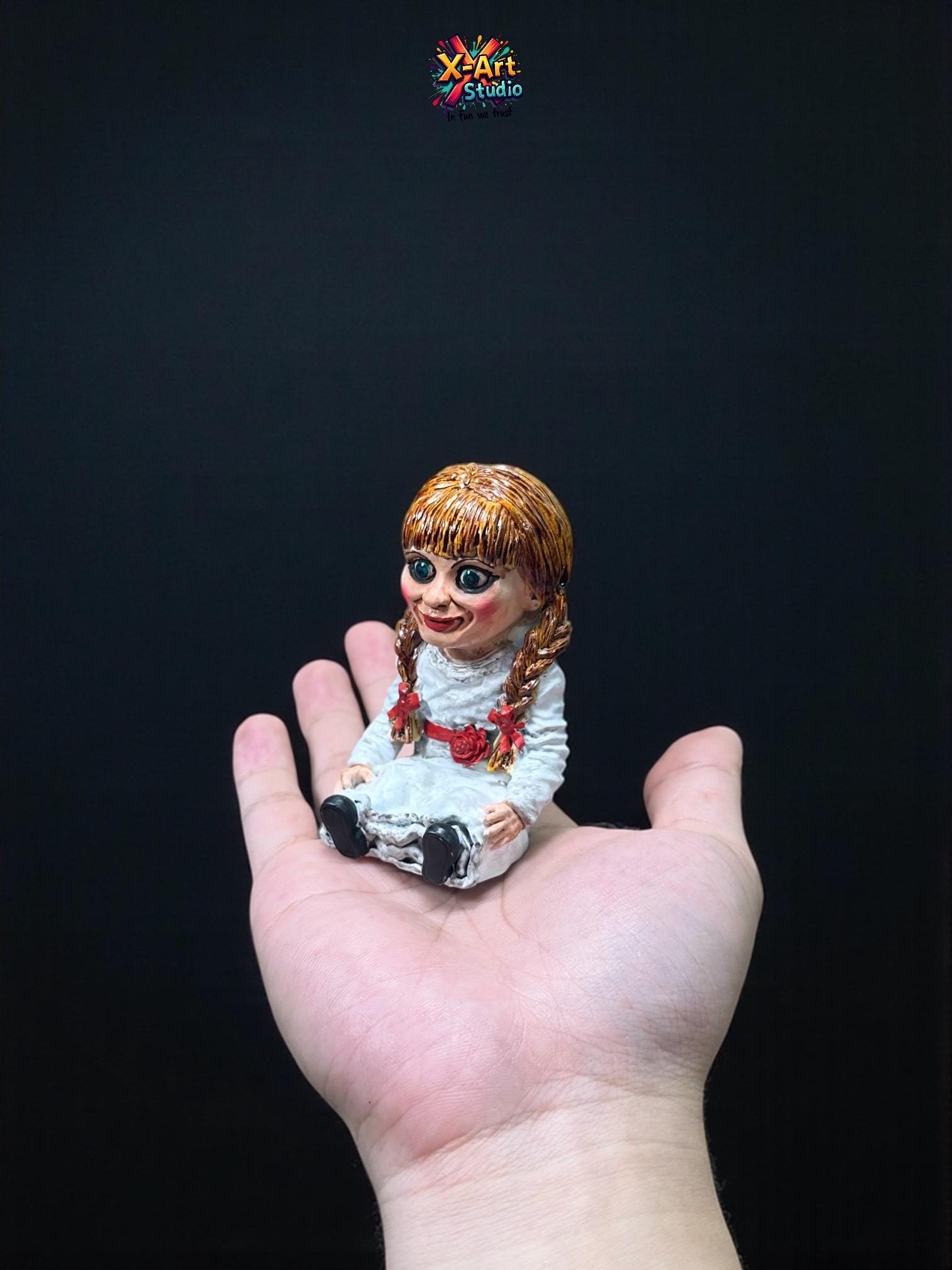 Annabelle On Rocking Chair: Hand-Painted 3D Resin Horror Figure