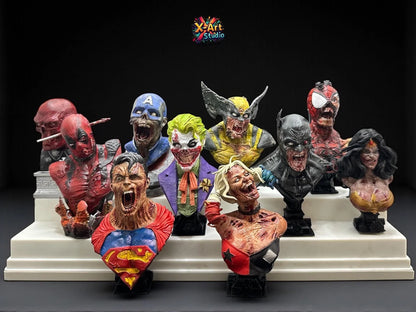 Batman Zombie Cosplay Bust - The Undead Dark Knight Hand-Painted Resin - Horror DC Collector Gift