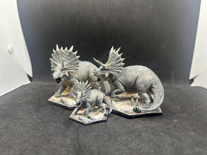 Realistic Triceratops Dinosaur - Hand-Painted Resin Paleo Art Figure - Natural History Collector Gift