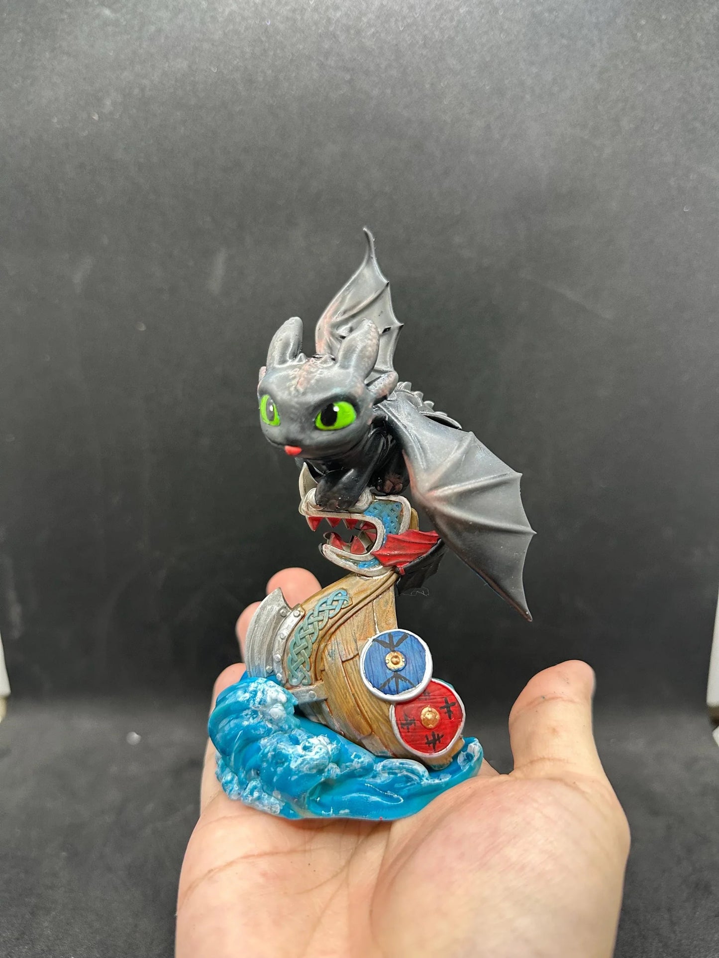 Toothless Chibi Night Fury Figure - Hand-Painted Resin How to Train Your Dragon Fan Art