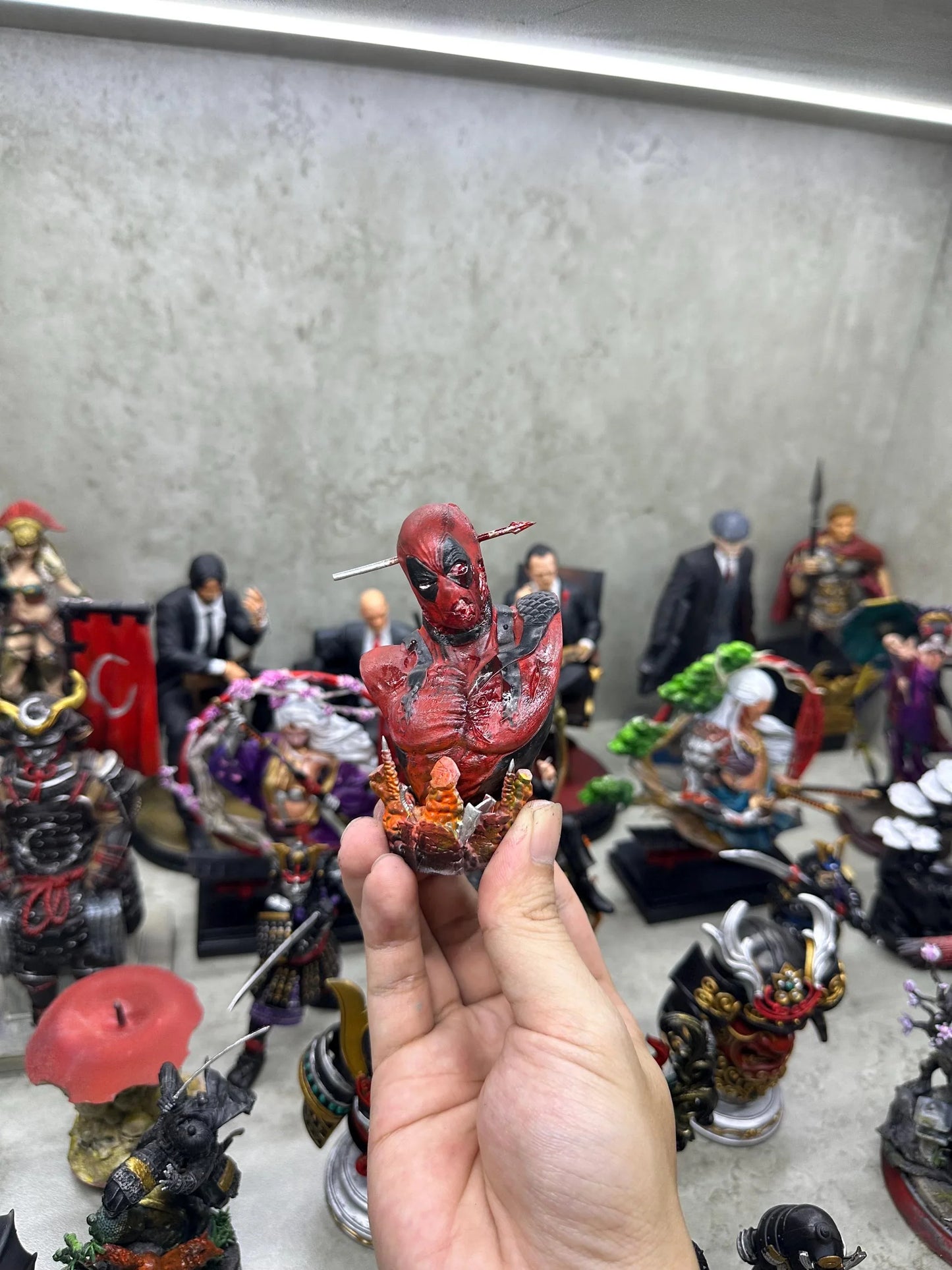 Deadpool Zombie Cosplay Bust - Hand-Painted Resin Horror Marvel Collector Gift
