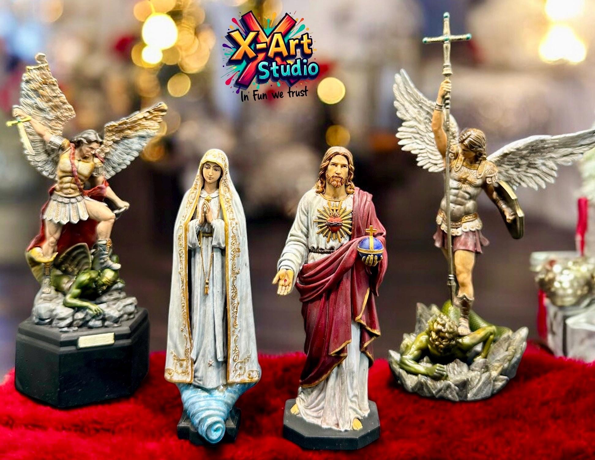 Virgin Mary Statue - Our Lady of Fatima - Hand-Painted Resin Art