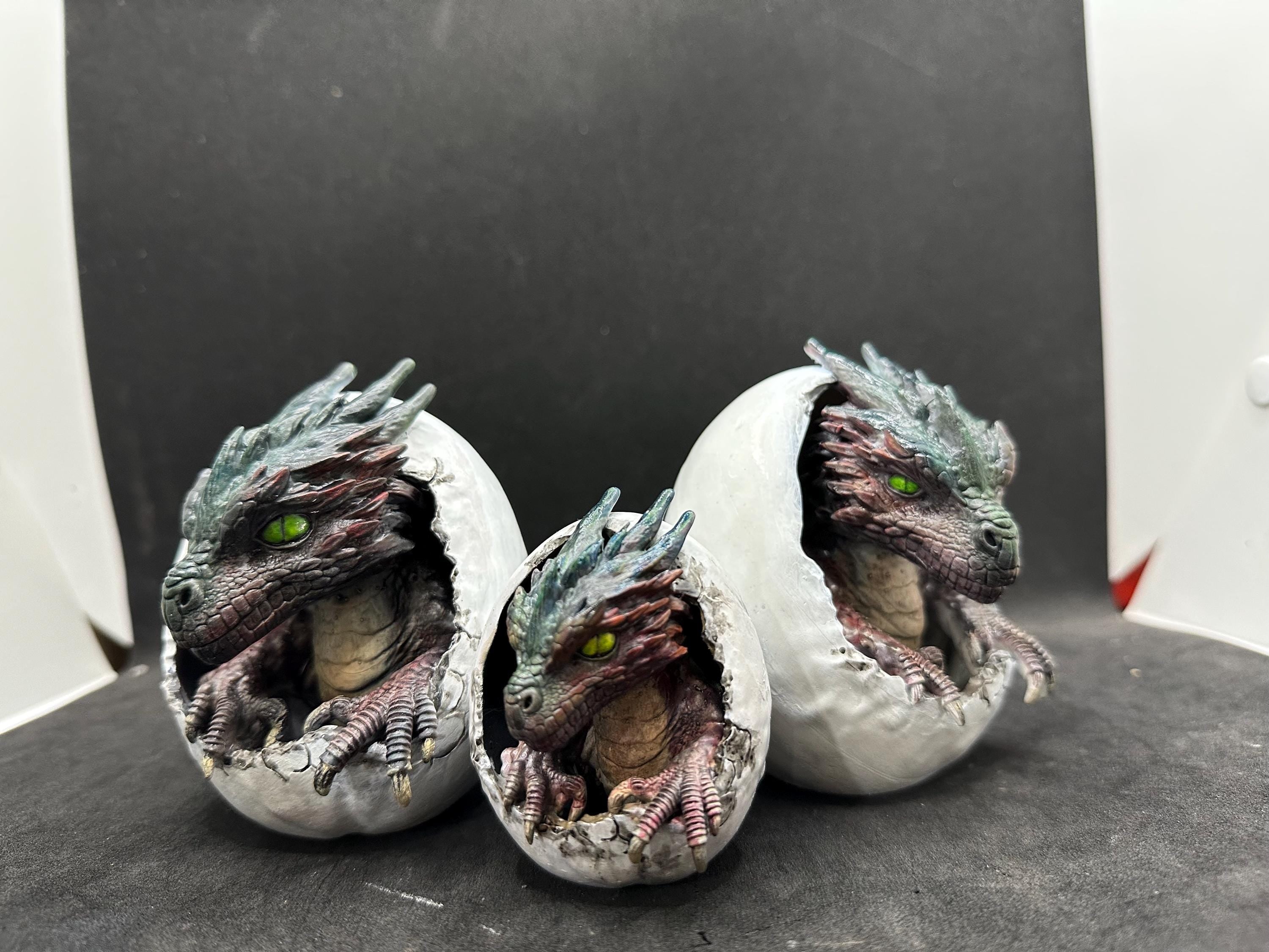 Dragon Hatchling in Egg – Fantasy Hand Painted Resin 3D Sculpture - Unique Mystical Collector Gift
