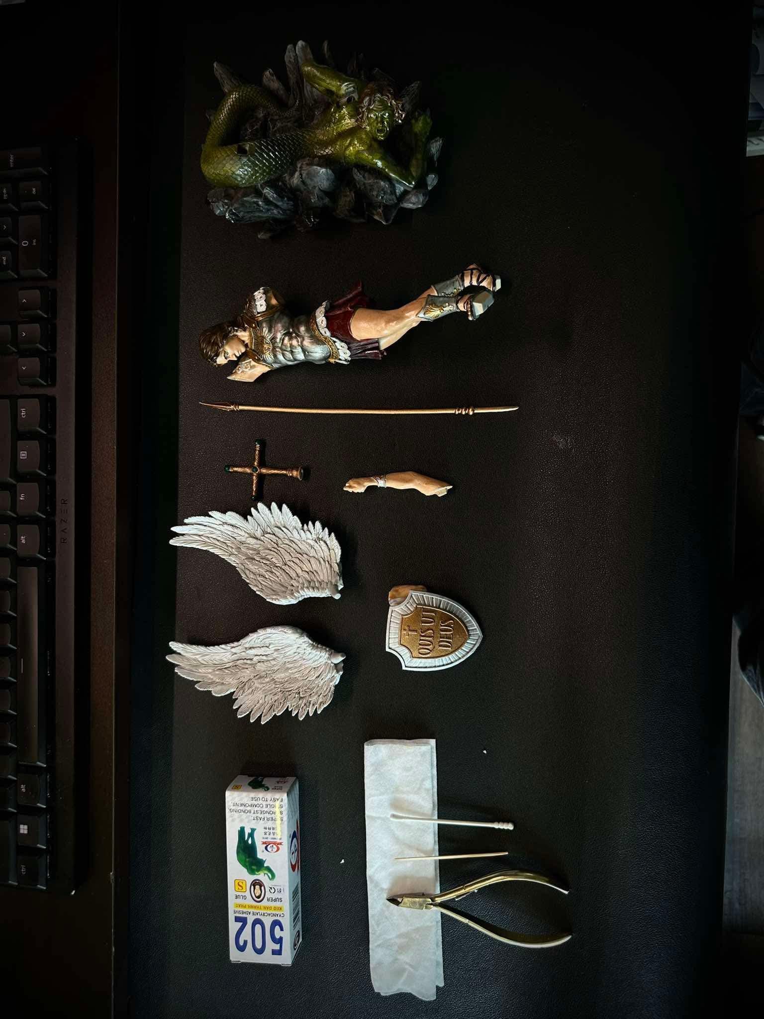 Archangel Michael Statue - Hand-Painted Resin Angel Figurine