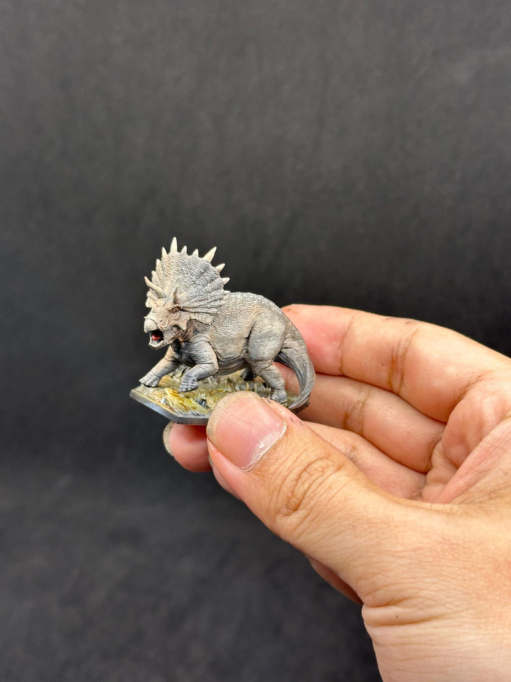 Realistic Triceratops Dinosaur - Hand-Painted Resin Paleo Art Figure - Natural History Collector Gift