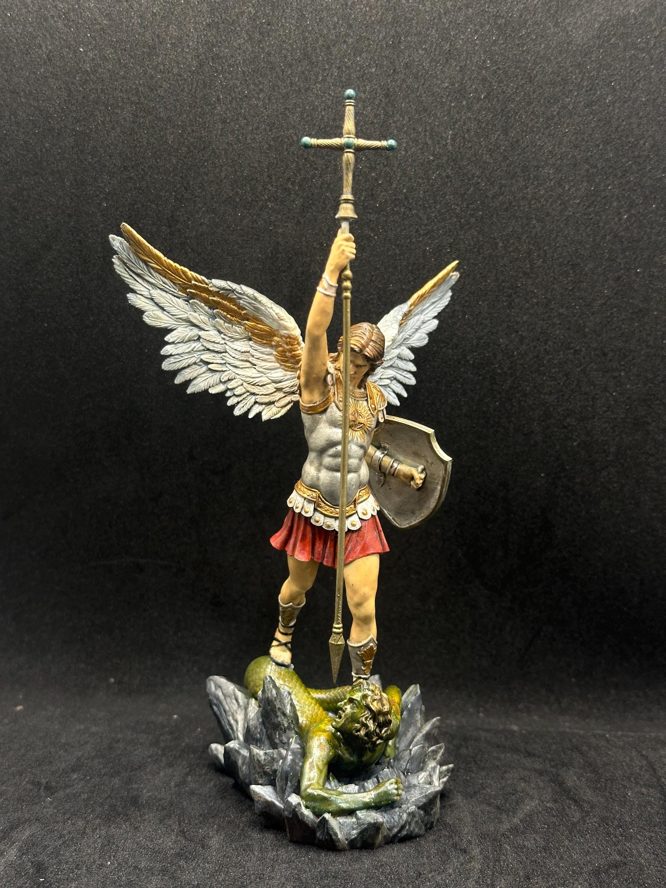 Archangel Michael Statue - Hand-Painted Resin Angel Figurine
