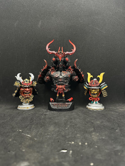 Tenjin Bust: Samurai Armor, Japanese Divine God Hand-Painted 3D Resin Sculpture