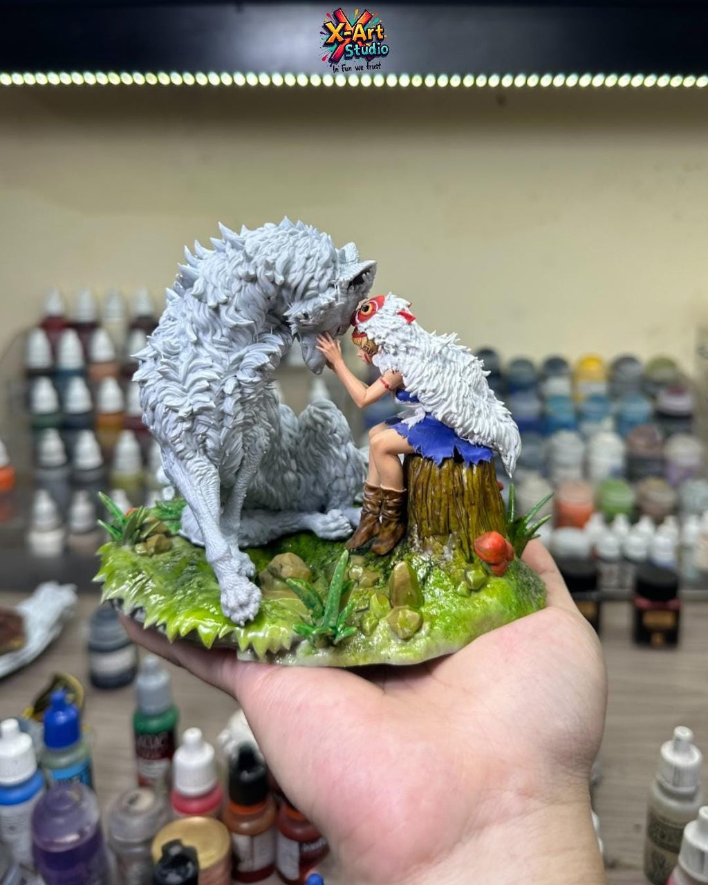 San and Moro: Princess Mononoke Hand-Painted Resin Figure