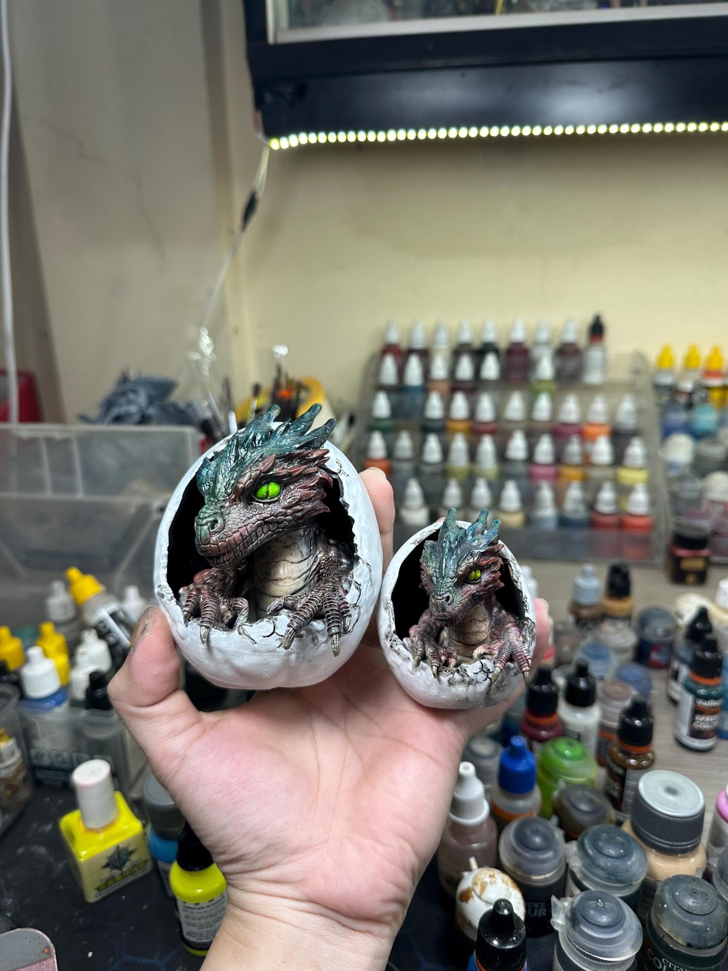 Dragon Hatchling in Egg – Fantasy Hand Painted Resin 3D Sculpture - Unique Mystical Collector Gift