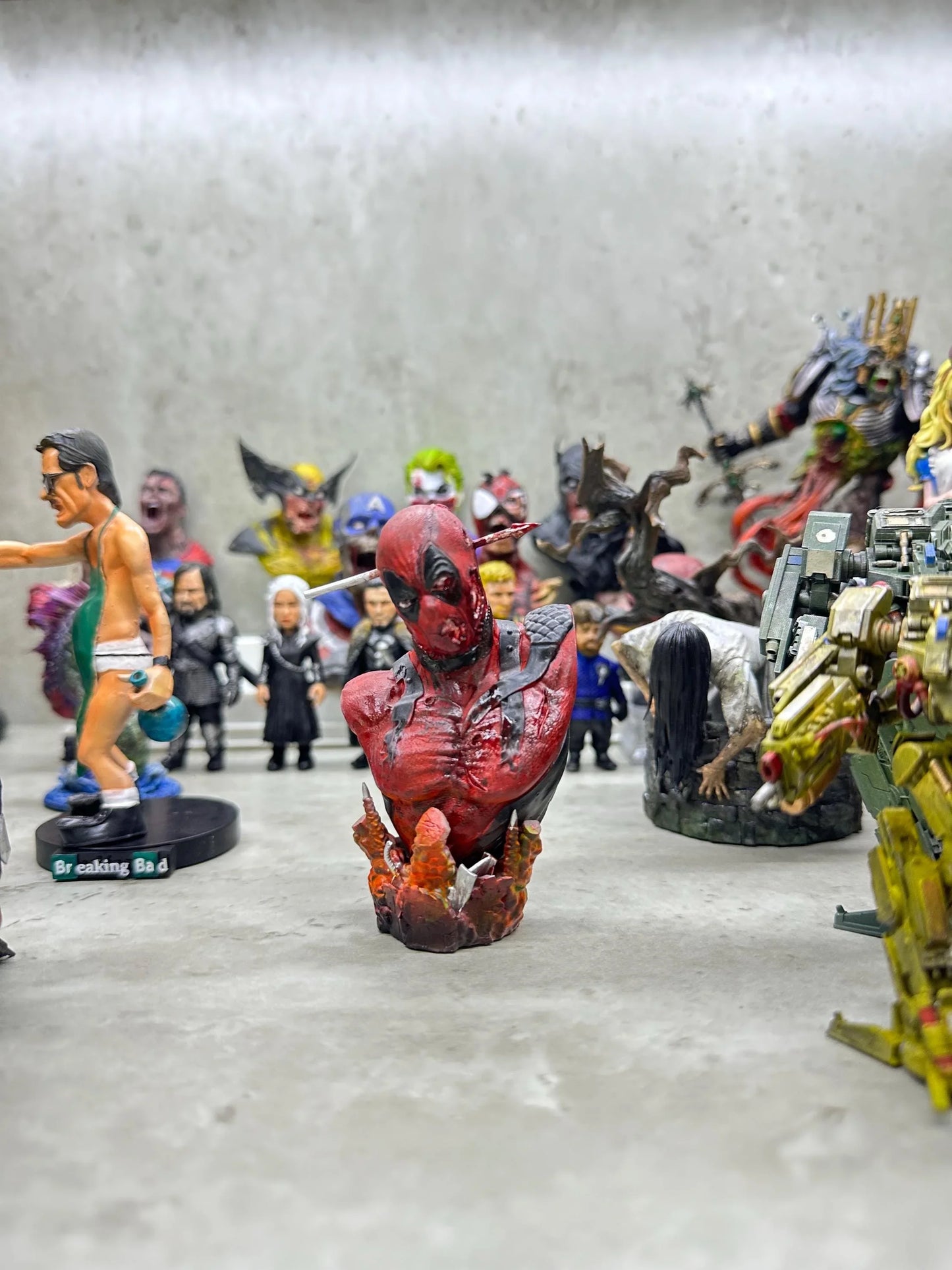 Deadpool Zombie Cosplay Bust - Hand-Painted Resin Horror Marvel Collector Gift