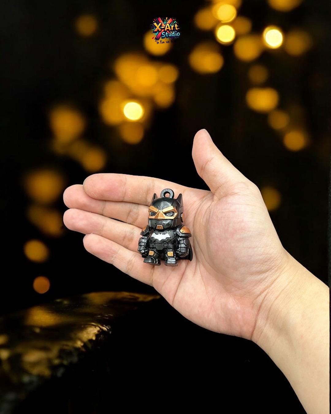 Mecha Batman Keychain / Mini Figure: Hand-Painted 3D Resin