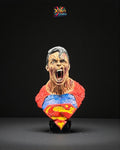 Superman Zombie Cosplay Bust - Hand-Painted 3D Resin Fan Art Sculpture - Undead Superhero Collector Figure.