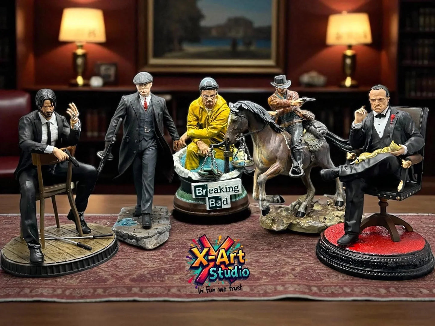 The Godfather Vito Corleone with Cat Hand-Painted Figure Mafia Movie Art