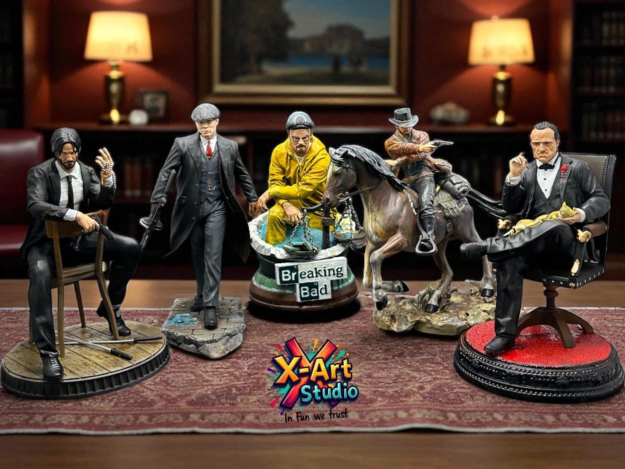 The Godfather Vito Corleone with Cat Hand-Painted Figure Mafia Movie Art