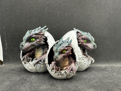 Dragon Hatchling in Egg – Fantasy Hand Painted Resin 3D Sculpture - Unique Mystical Collector Gift