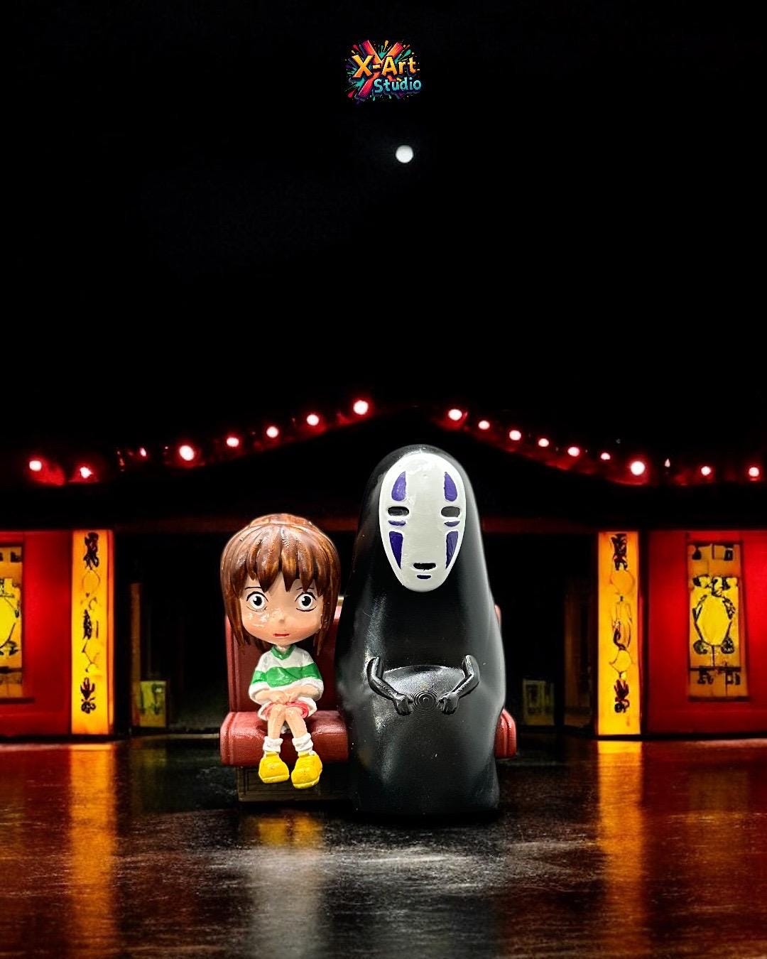Chihiro & No-Face Train Scene - Hand-Painted 3D Resin Figure
