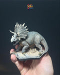 Realistic Triceratops Dinosaur - Hand-Painted Resin Paleo Art Figure - Natural History Collector Gift