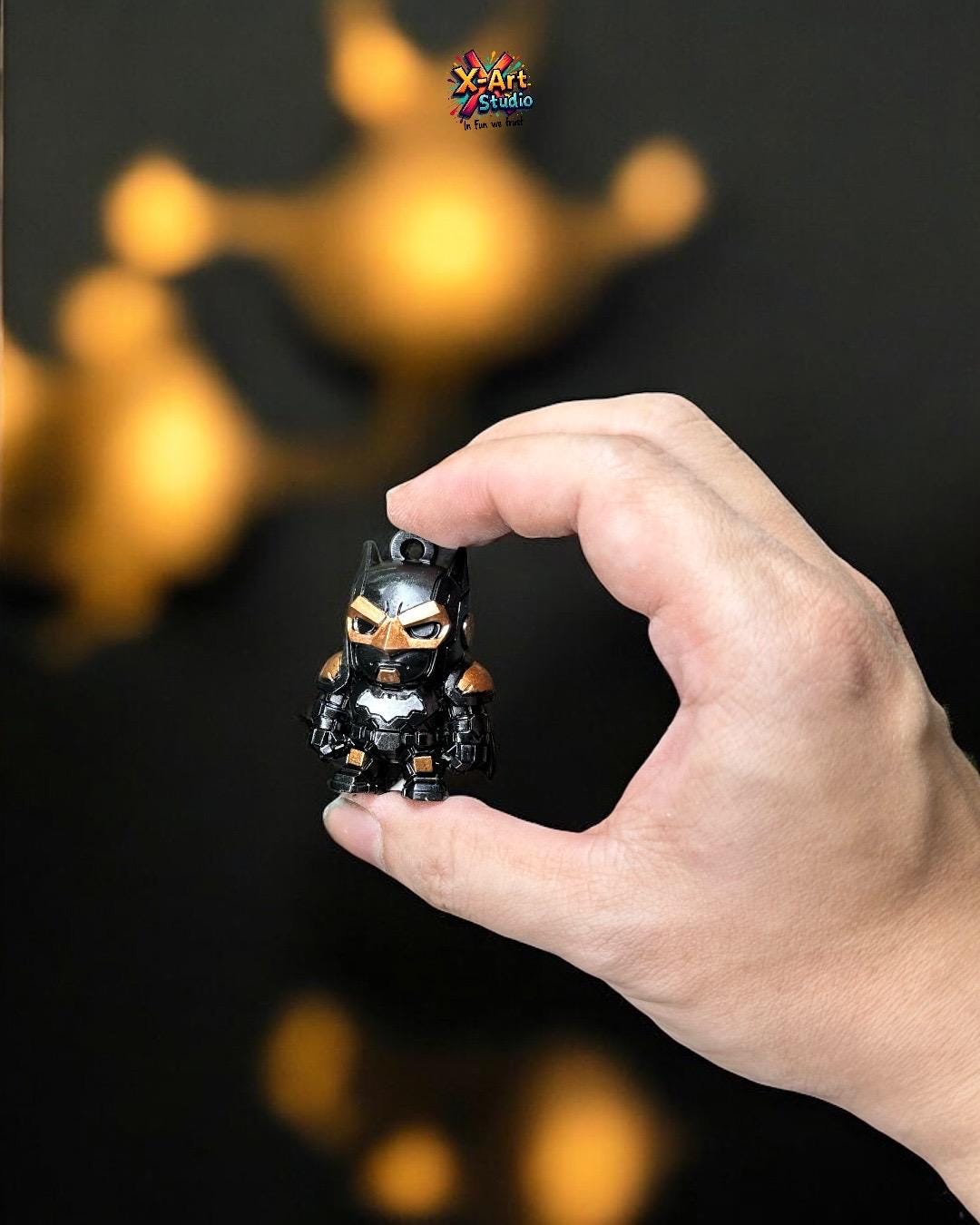 Mecha Batman Keychain / Mini Figure: Hand-Painted 3D Resin