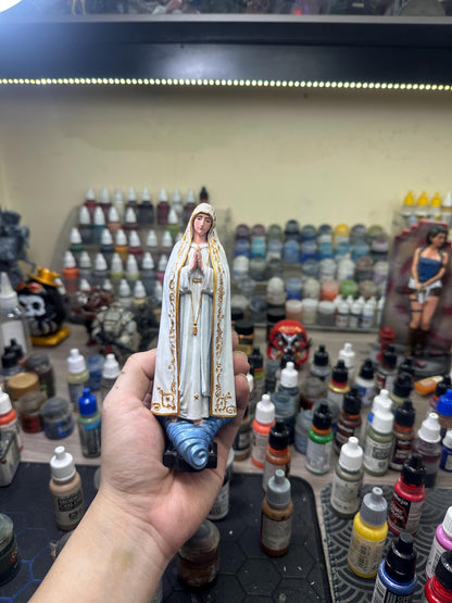 Virgin Mary Statue - Our Lady of Fatima - Hand-Painted Resin Art