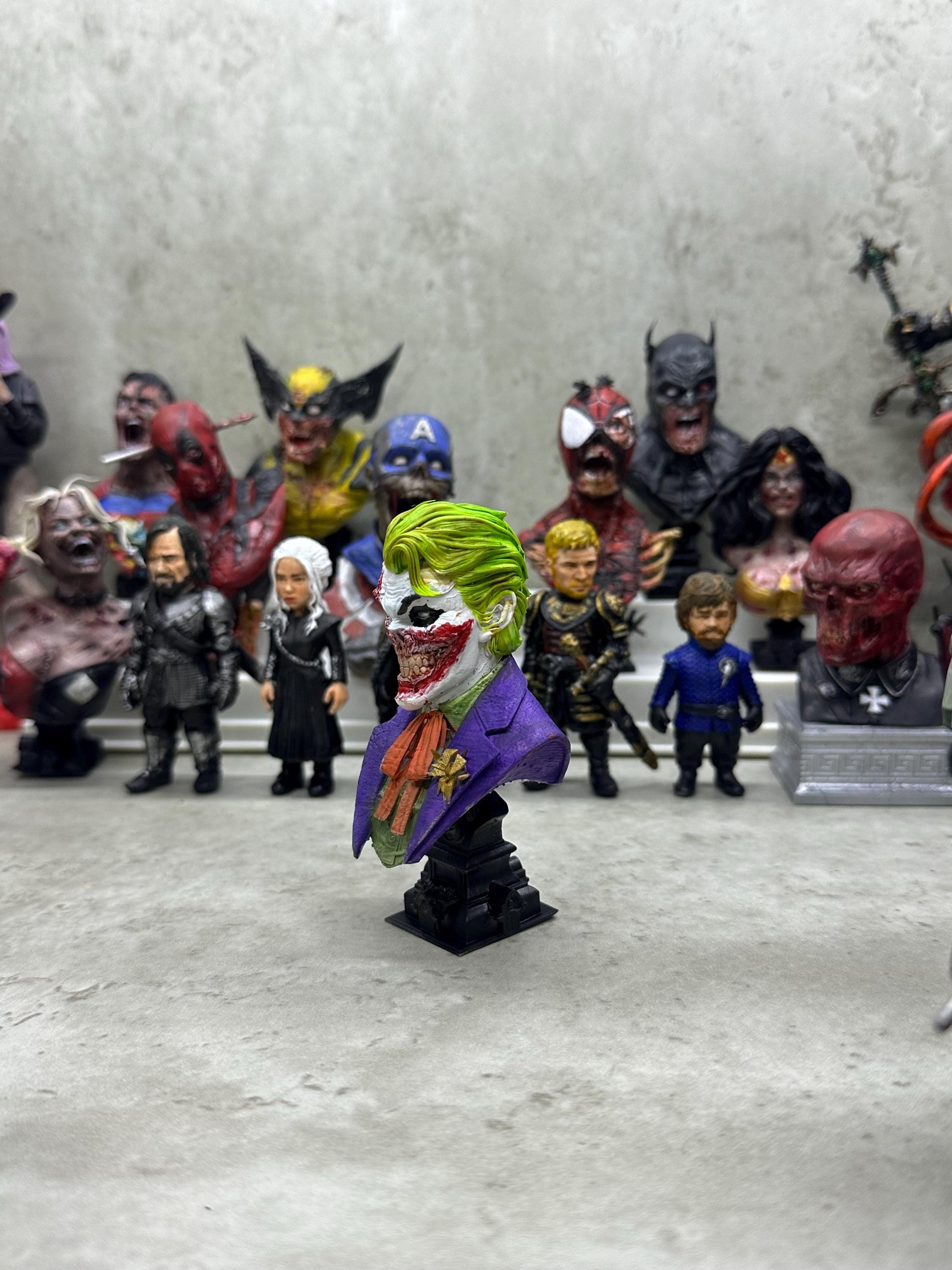 Hand-Painted Joker Zombie Resin Bust: DC Horror Fan Art