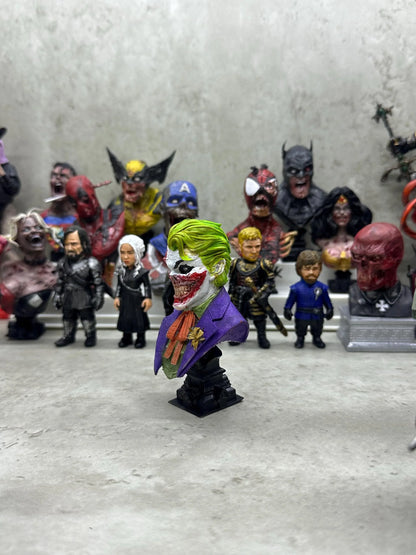 Hand-Painted Joker Zombie Resin Bust: DC Horror Fan Art