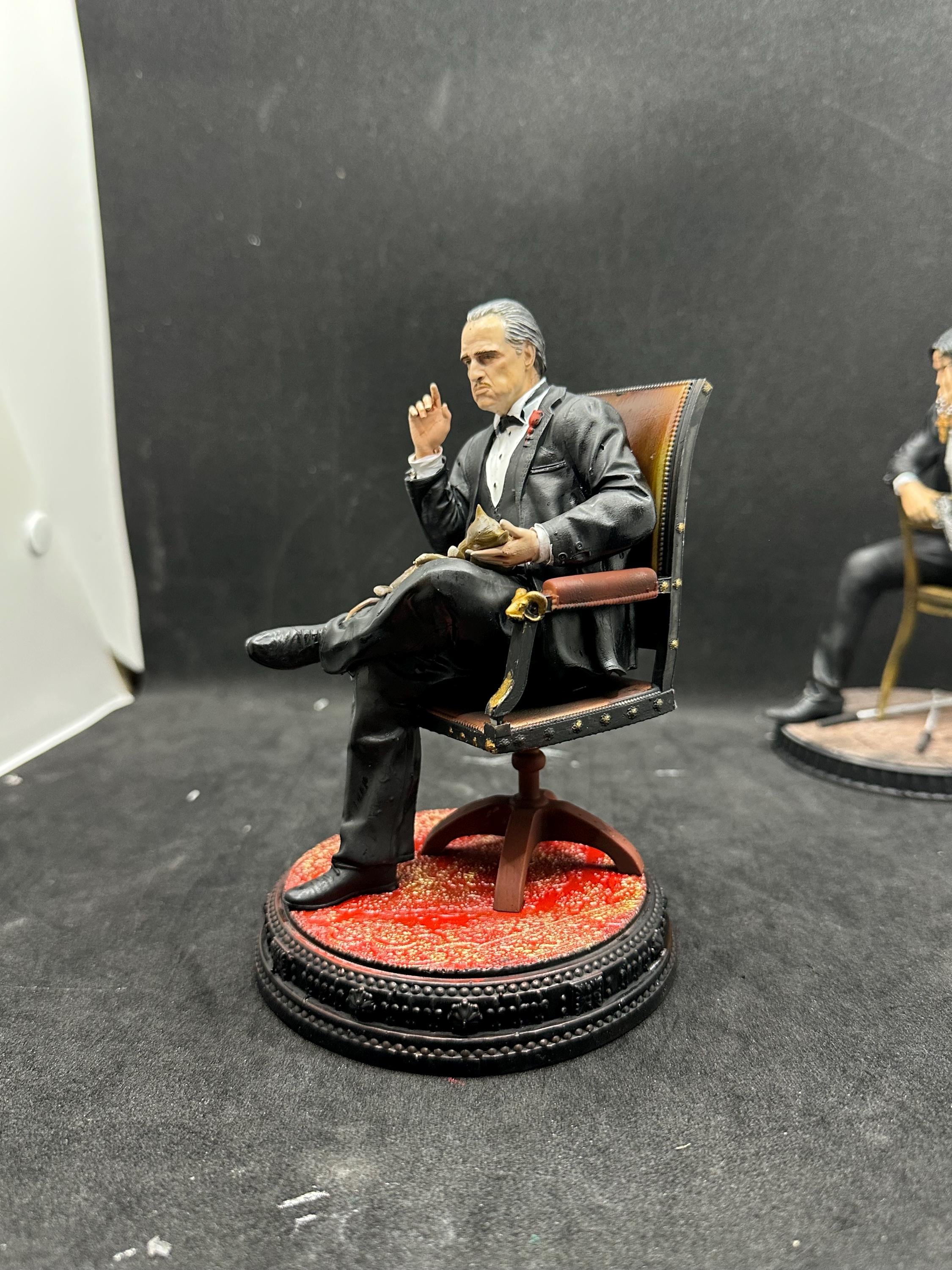 The Godfather Vito Corleone with Cat Hand-Painted Figure Mafia Movie Art