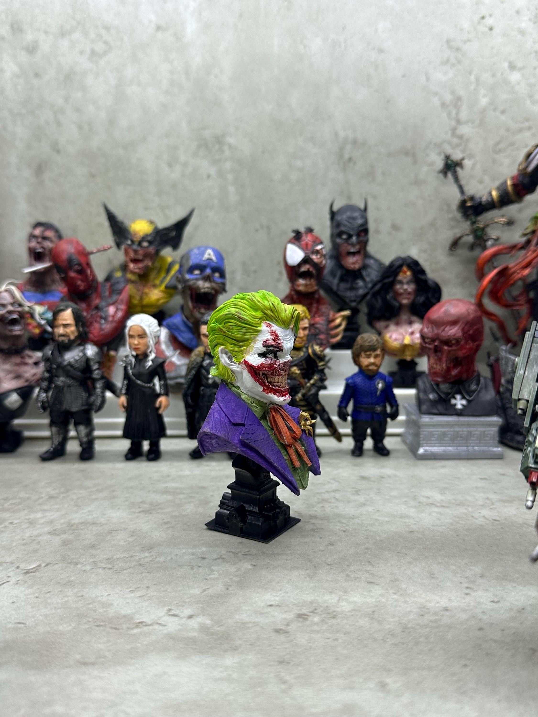 Hand-Painted Joker Zombie Resin Bust: DC Horror Fan Art