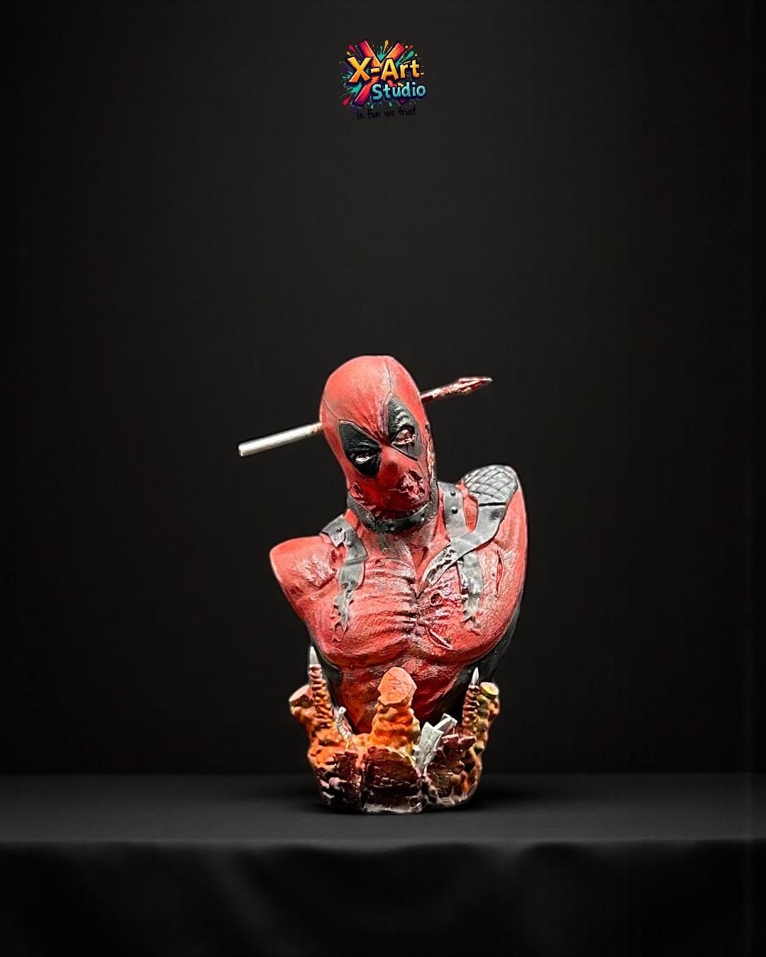 Deadpool Zombie Cosplay Bust - Hand-Painted Resin Horror Marvel Collector Gift