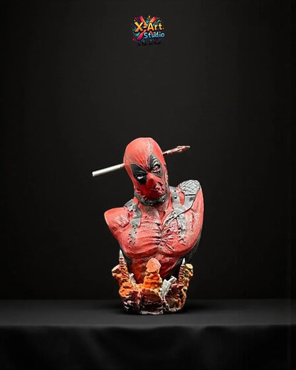 Deadpool Zombie Cosplay Bust - Hand-Painted Resin Horror Marvel Collector Gift