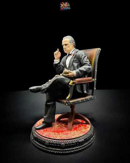 The Godfather Vito Corleone with Cat Hand-Painted Figure Mafia Movie Art