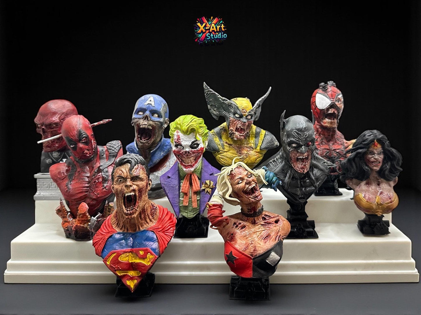 Harley Quinn Zombie Figure: Hand-Painted Resin Horror DC Fan Art