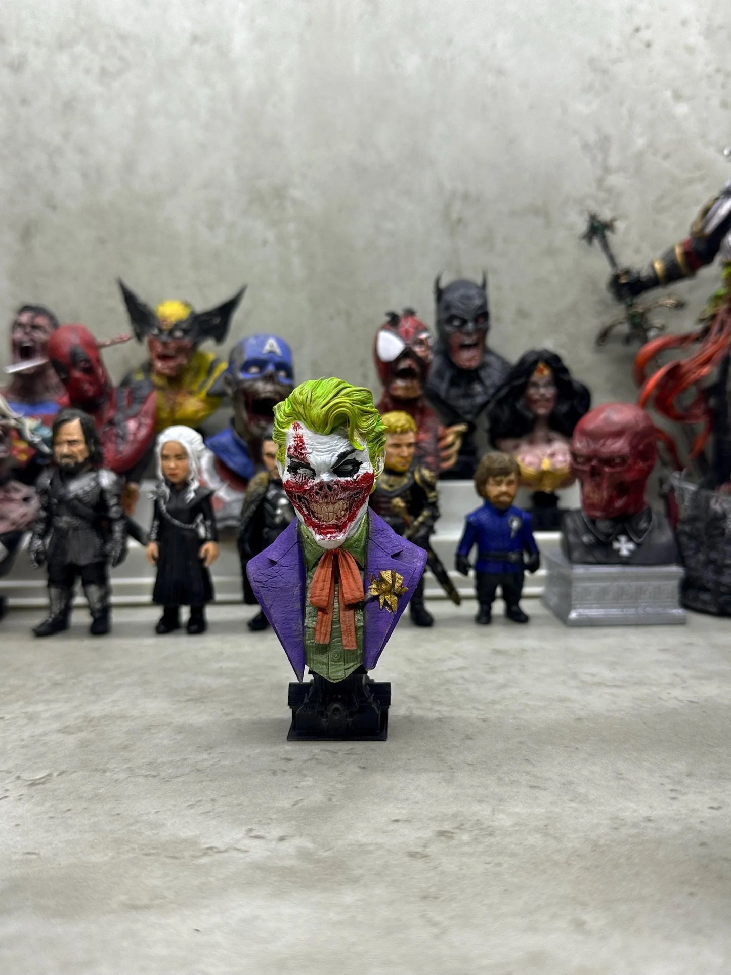 Hand-Painted Joker Zombie Resin Bust: DC Horror Fan Art