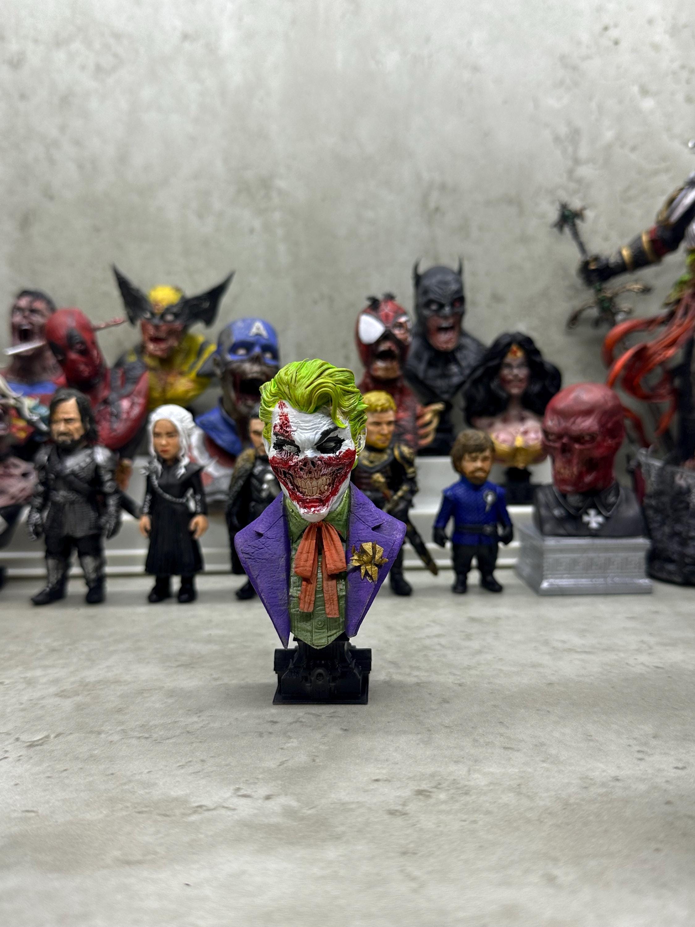 Hand-Painted Joker Zombie Resin Bust: DC Horror Fan Art