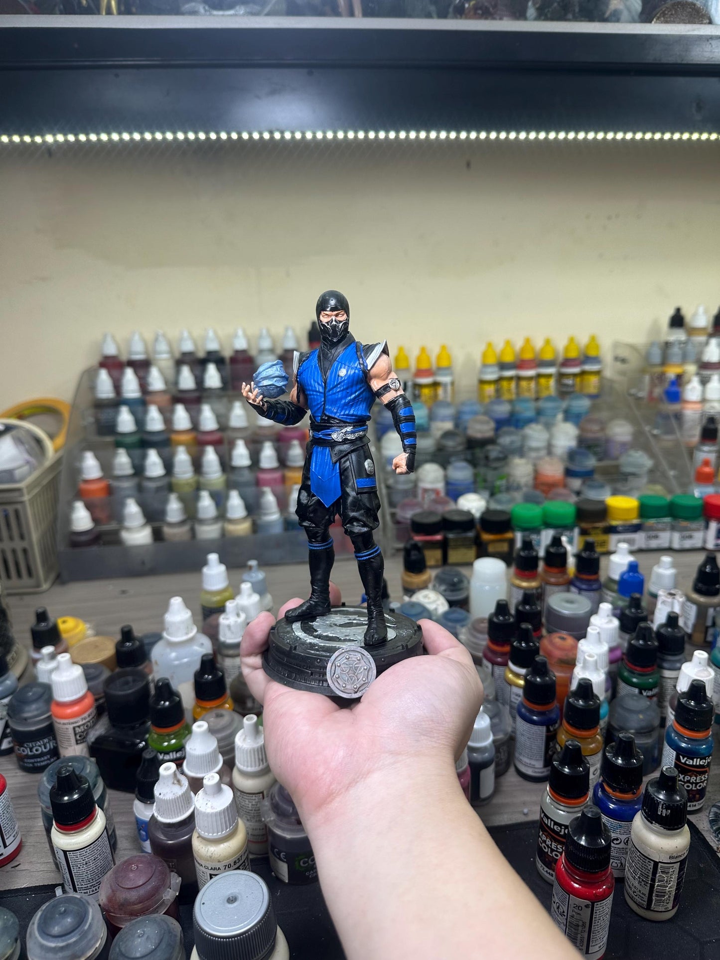 Sub Zero Statue - Hand-Painted Ice Elemental Figure - Mortal Kombat Fighting 3D Resin Game Art