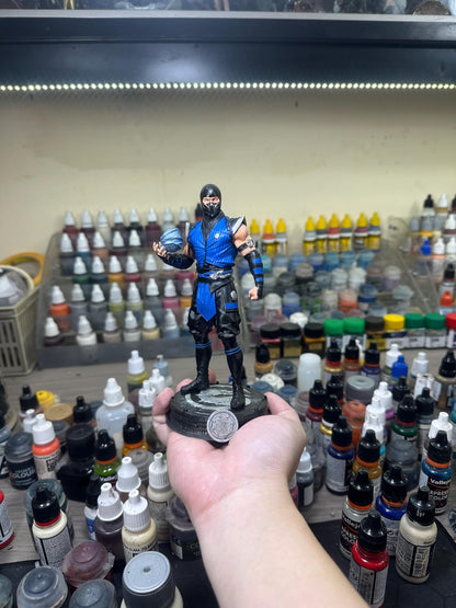 Sub Zero Statue - Hand-Painted Ice Elemental Figure - Mortal Kombat Fighting 3D Resin Game Art