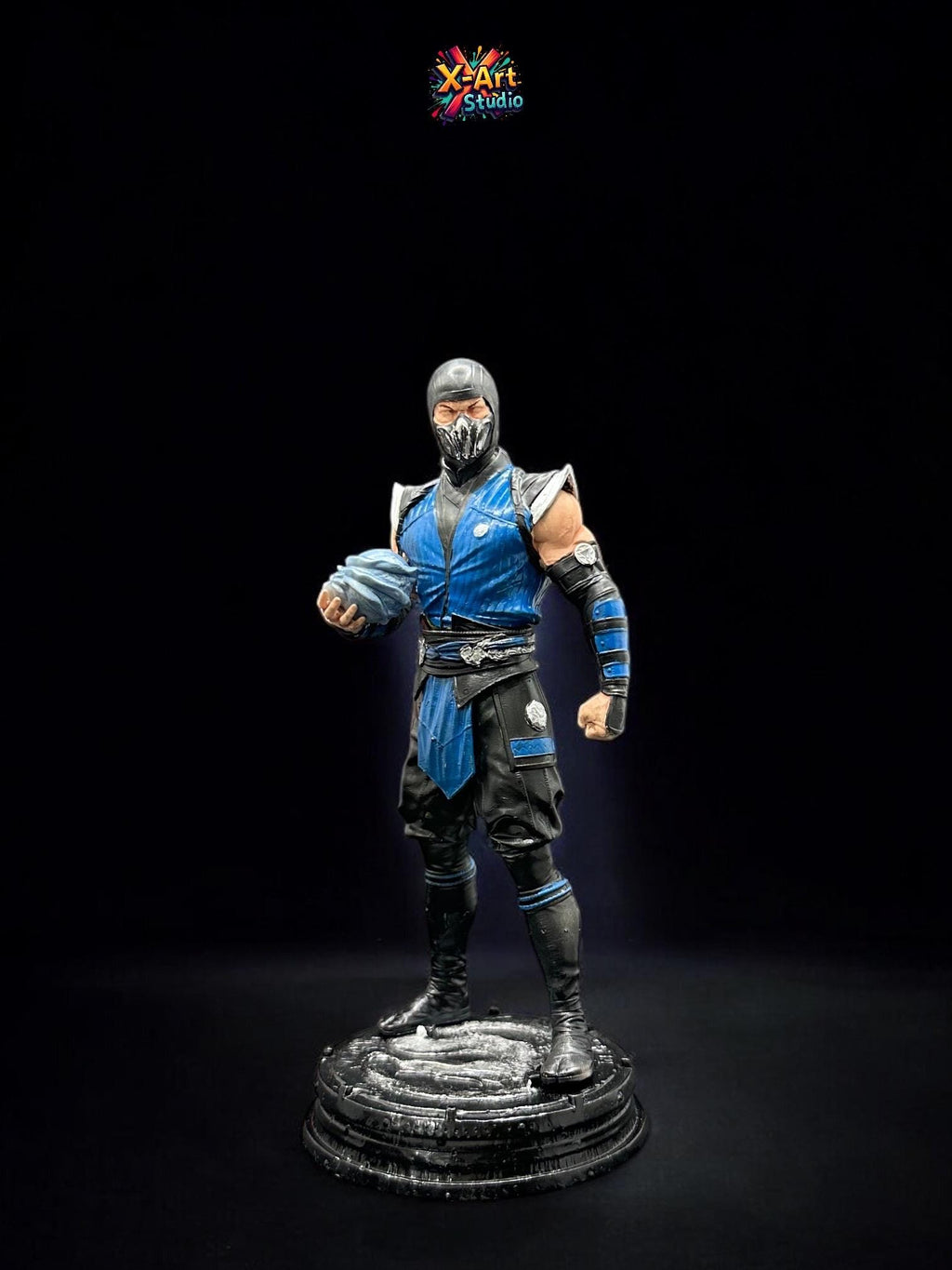 Sub Zero Statue - Hand-Painted Ice Elemental Figure - Mortal Kombat Fighting 3D Resin Game Art