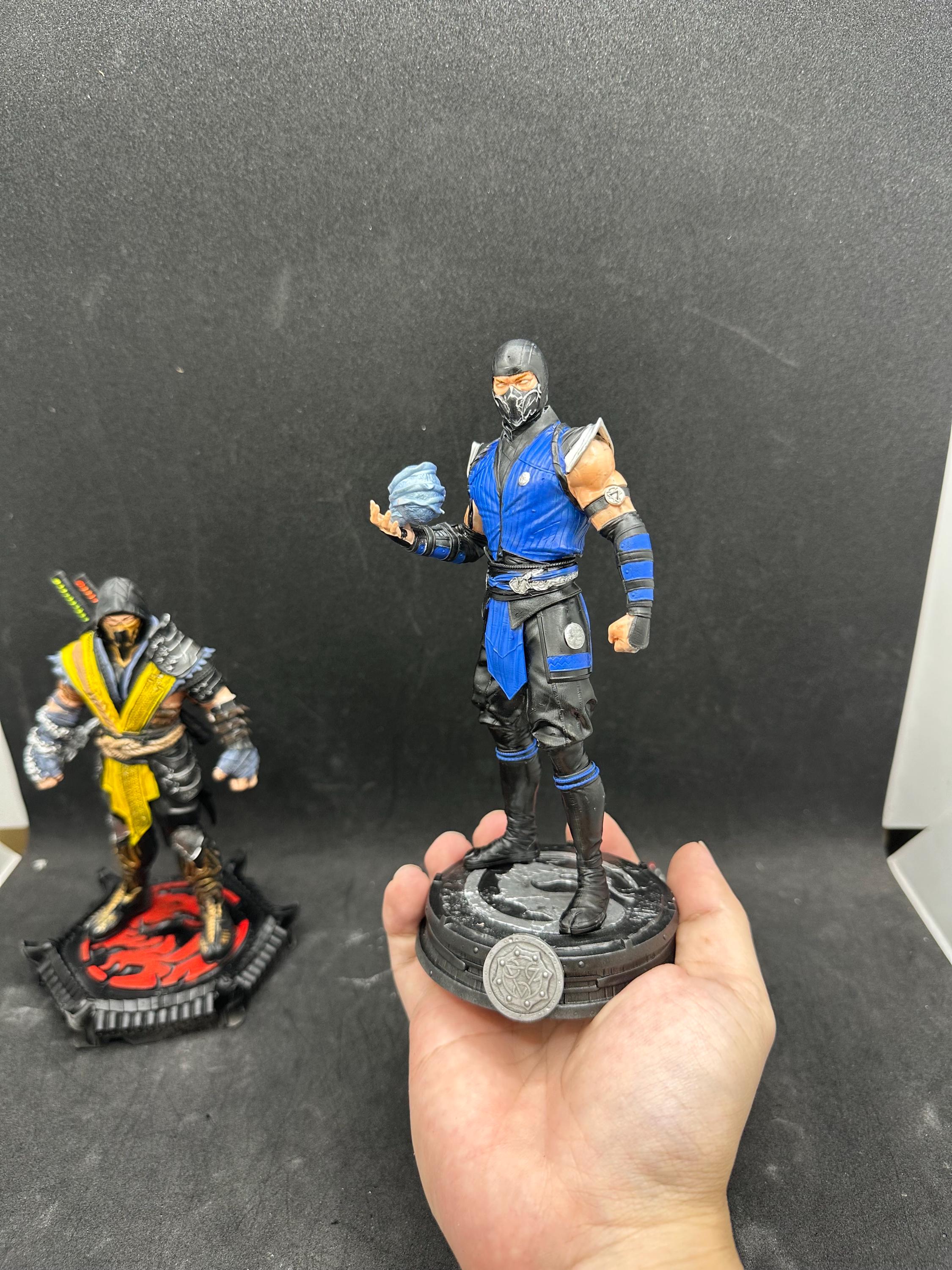 Sub Zero Statue - Hand-Painted Ice Elemental Figure - Mortal Kombat Fighting 3D Resin Game Art