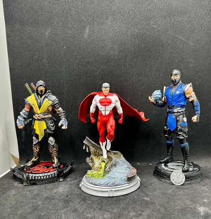 Sub Zero Statue - Hand-Painted Ice Elemental Figure - Mortal Kombat Fighting 3D Resin Game Art