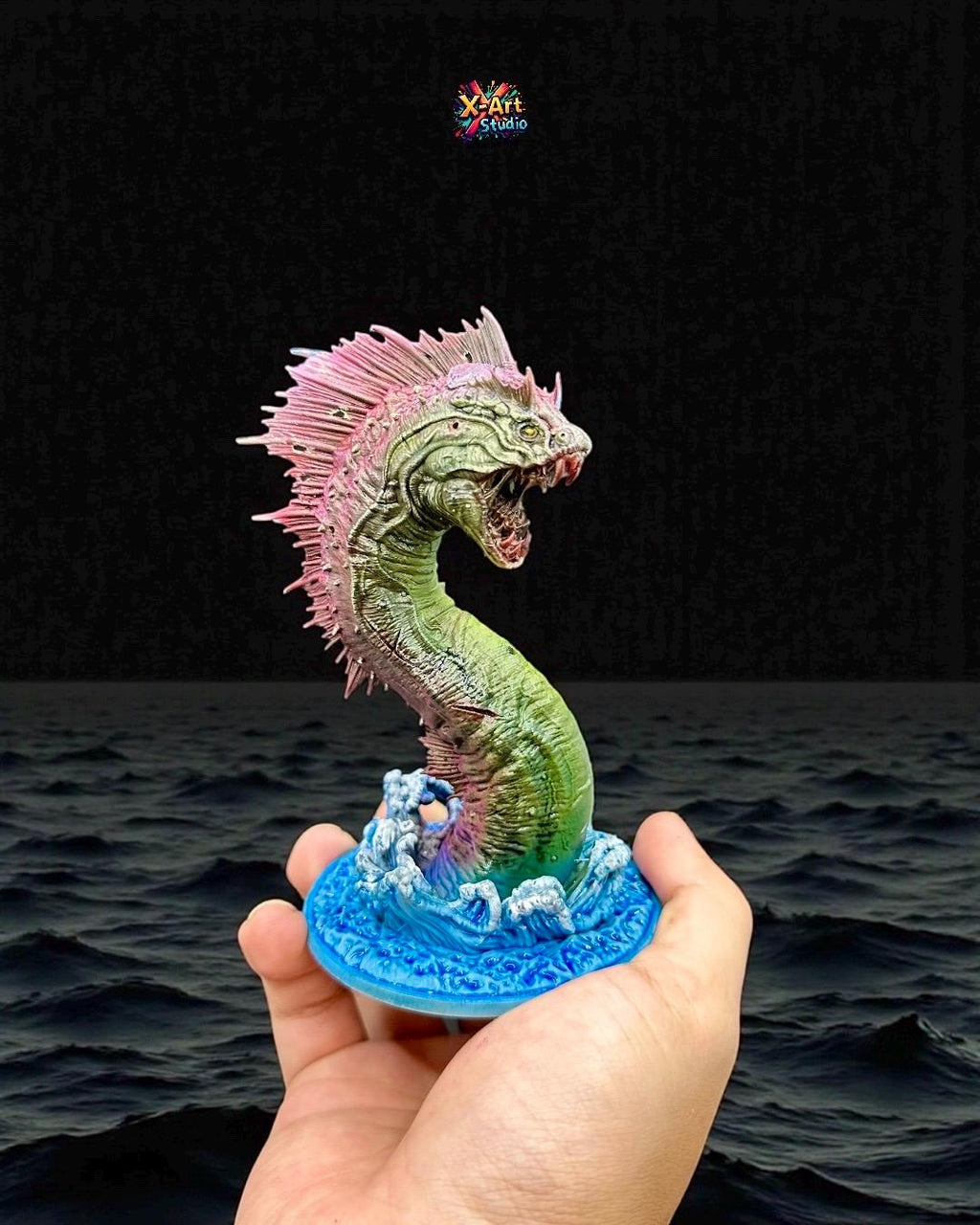 Mythical Sea Serpent Statue - Hand-Painted Leviathan Figure - Fantasy Deep Sea Monster Art - Unique Aquatic Desk Decor Gift