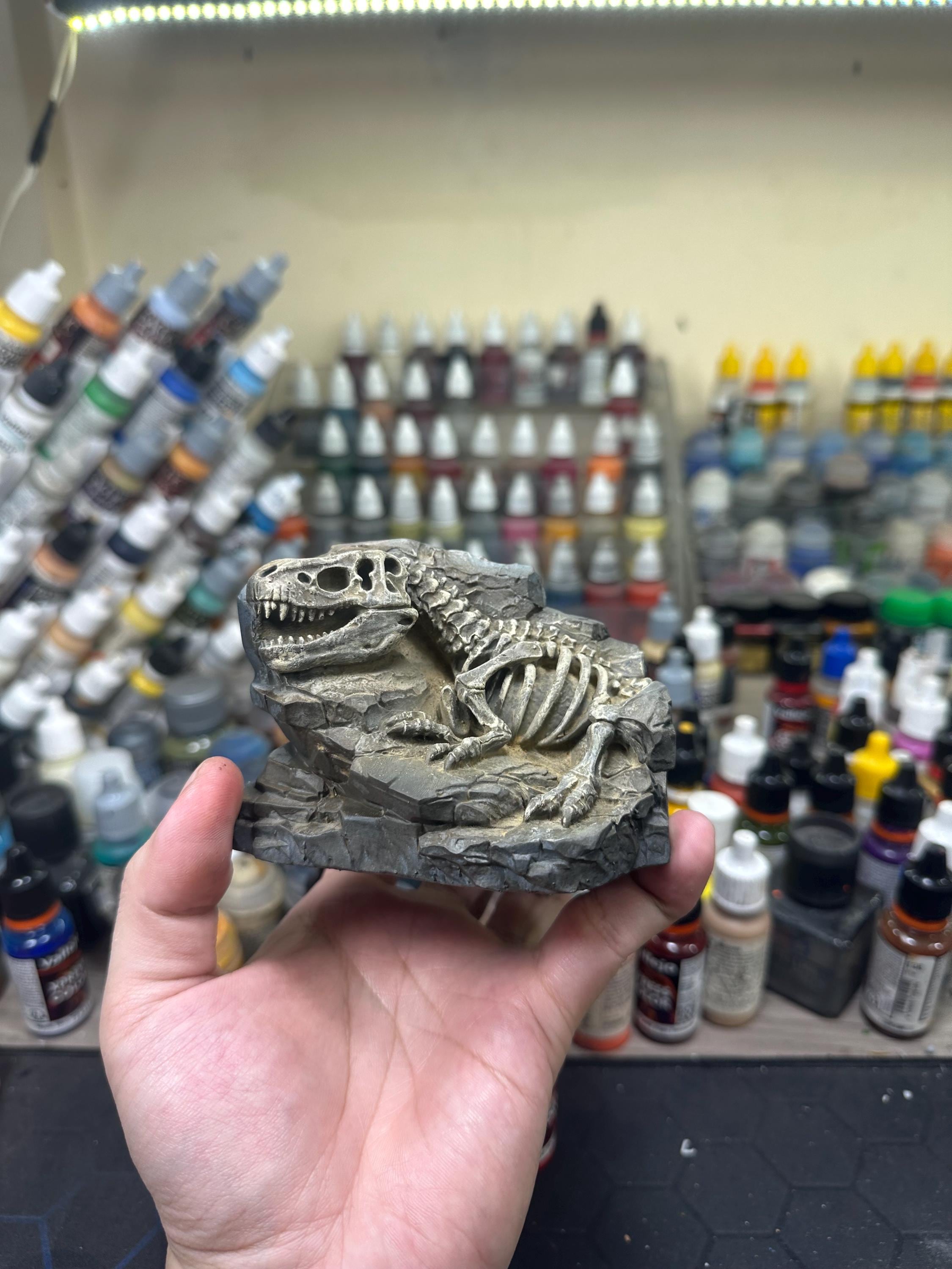 Hand-Painted T-Rex Fossil Sculpture – Museum Quality Paleontology Decor