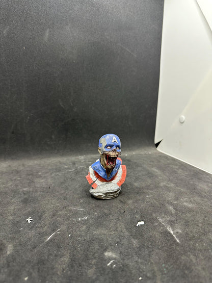 Zombie Captain America Bust - Undead Avenger Fan Art Statue Hand -Painted Resin Horror Marvel Collector Gift - Macabre Super Soldier