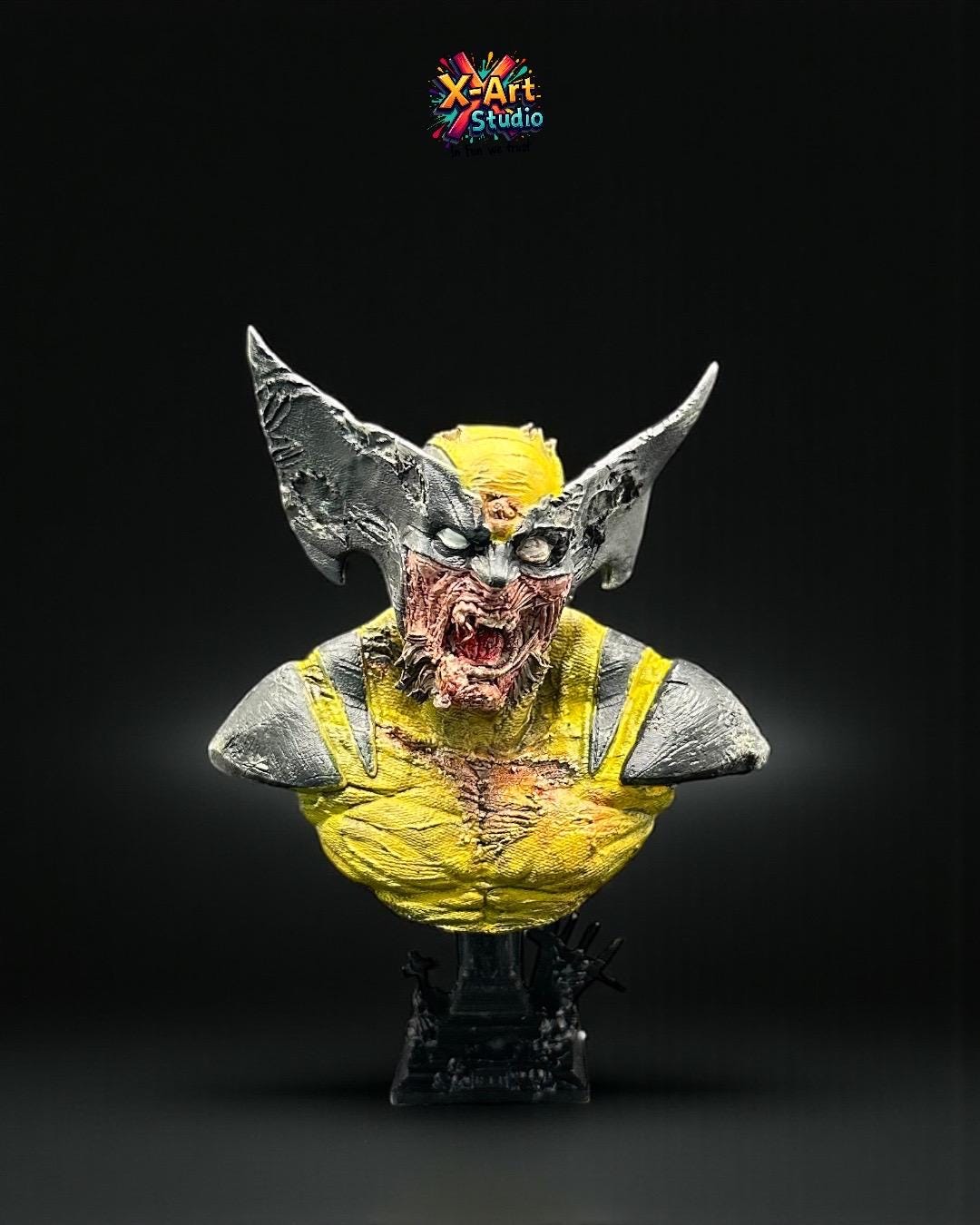 Zombie Wolverine Bust – Hand-Painted Resin Horror Fan Art