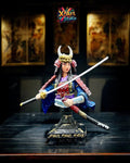 Hand-Painted Female Samurai Bust – Japanese Warrior Statue, Katana Art
